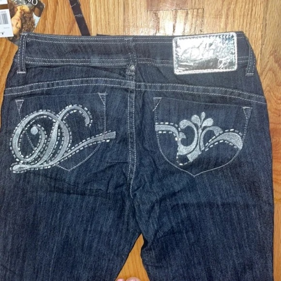 NEW Y2K Dereon Beyonce Studded stretch Denim Cropped Capri Jeans 7 /8 - Picture 3 of 15
